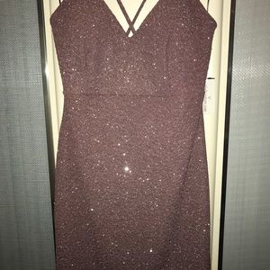Purple sparkly above the knee dress
